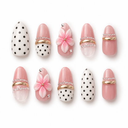Luxury Pink Floral Press-On Nails | Salon-Quality French Tips in 5 Minutes